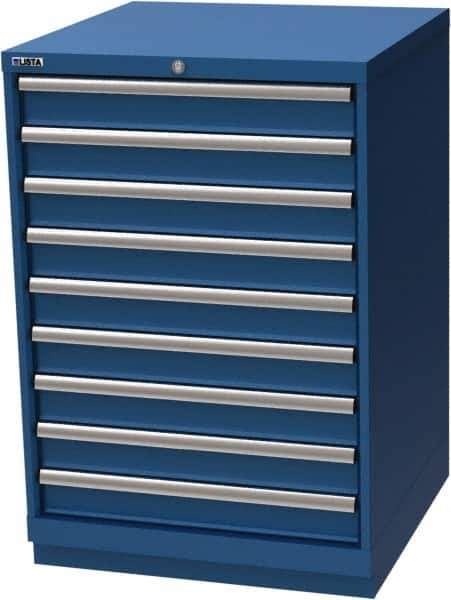 LISTA - 9 Drawer, Modular Storage Cabinet - Steel, 28-1/4" Wide x 28-1/2" Deep x 41-3/4" High, Blue - Apex Tool & Supply