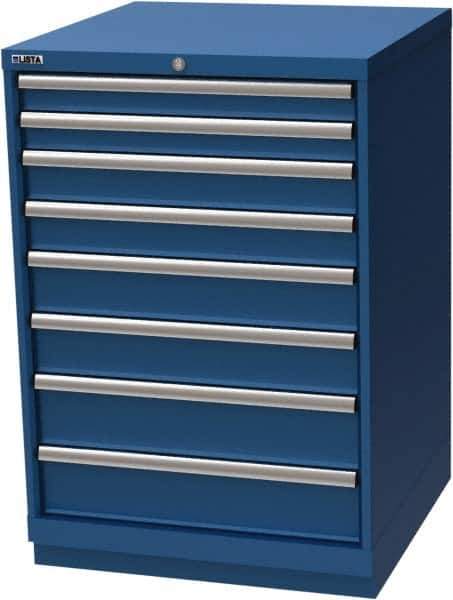 LISTA - 8 Drawer, Modular Storage Cabinet - Steel, 28-1/4" Wide x 28-1/2" Deep x 41-3/4" High, Blue - Apex Tool & Supply