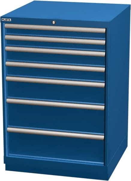 LISTA - 7 Drawer, Modular Storage Cabinet - Steel, 28-1/4" Wide x 28-1/2" Deep x 41-3/4" High, Blue - Apex Tool & Supply