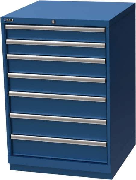 LISTA - 7 Drawer, Modular Storage Cabinet - Steel, 28-1/4" Wide x 28-1/2" Deep x 41-3/4" High, Blue - Apex Tool & Supply
