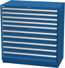 LISTA - 10 Drawer, Modular Storage Cabinet - Steel, 40-1/4" Wide x 22-1/2" Deep x 41-3/4" High, Blue - Apex Tool & Supply