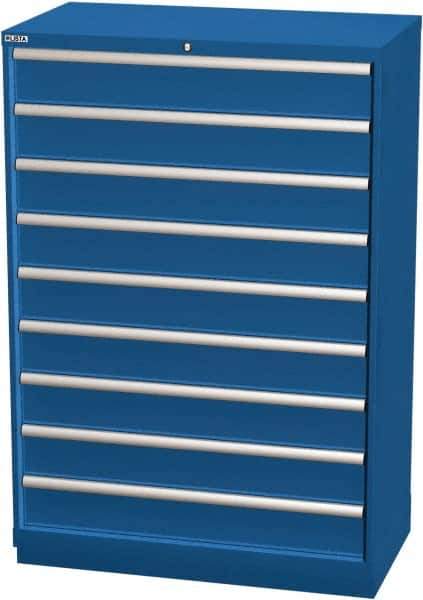 LISTA - 9 Drawer, Modular Storage Cabinet - Steel, 40-1/4" Wide x 22-1/2" Deep x 59-1/2" High, Blue - Apex Tool & Supply