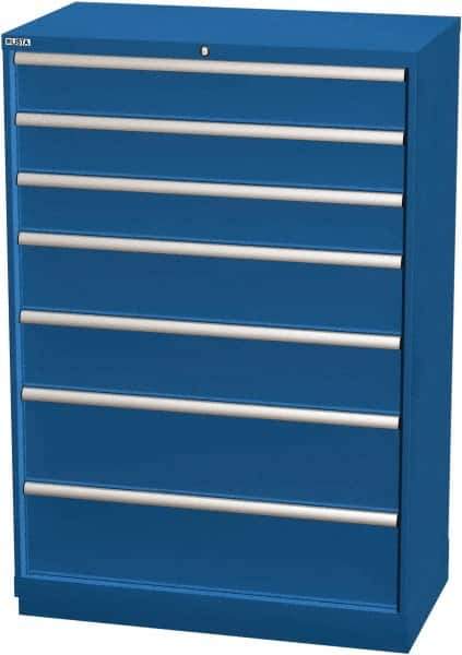 LISTA - 7 Drawer, Modular Storage Cabinet - Steel, 40-1/4" Wide x 22-1/2" Deep x 59-1/2" High, Blue - Apex Tool & Supply