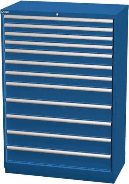 LISTA - 12 Drawer, Modular Storage Cabinet - Steel, 40-1/4" Wide x 22-1/2" Deep x 59-1/2" High, Blue - Apex Tool & Supply