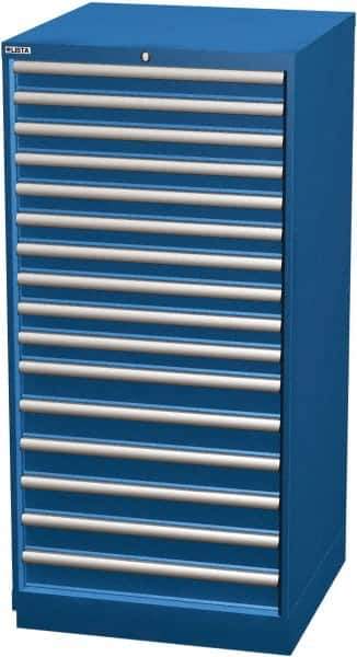 LISTA - 16 Drawer, Modular Storage Cabinet - Steel, 28-1/4" Wide x 28-1/2" Deep x 59-1/2" High, Blue - Apex Tool & Supply