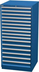 LISTA - 16 Drawer, Modular Storage Cabinet - Steel, 28-1/4" Wide x 28-1/2" Deep x 59-1/2" High, Blue - Apex Tool & Supply