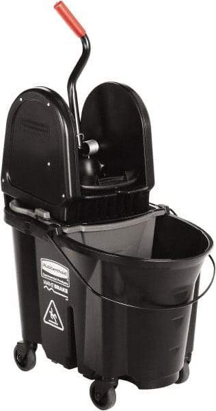 Rubbermaid - 35 Qt Plastic Steel Bucket & Wringer - 510.54mm Long x 927.1mm High x 398.78mm Wide, Black - Apex Tool & Supply