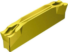 Sandvik Coromant - L123E2E CM 2135 Grade, 0.0787" Cutting Width, Carbide Cutoff Insert - 5° Left Hand Lead Angle, 0.0079" Cnr Rad, TiCN/Al2O3/TiN Coated - Apex Tool & Supply