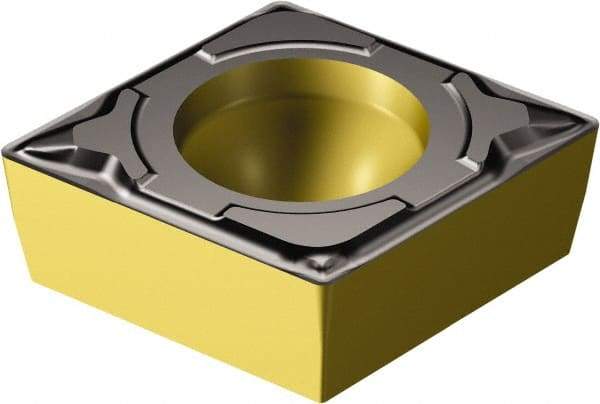 Sandvik Coromant - CCMT21.5 PF Grade 1515 Carbide Turning Insert - TiCN/AI2O3/TiN Finish, 80° Diamond, 1/4" Inscr Circle, 3/32" Thick, 0.2mm Corner Radius - Apex Tool & Supply