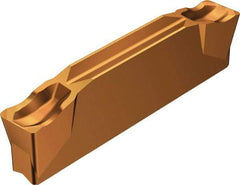 Sandvik Coromant - L123x2H CR 1125 Grade, 0.1575" Cutting Width, Carbide Cutoff Insert - 0° Left Hand Lead Angle, 0.0118" Cnr Rad, TiAlN Coated - Apex Tool & Supply
