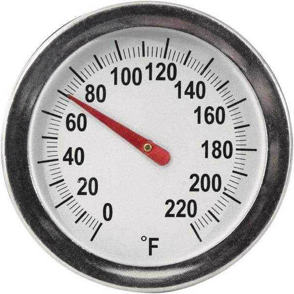 General - 8 Inch Long Stem, 2 Inch Dial Diameter, Back Connected Bi-Metal Thermometer - 220°Fahrenheit - Apex Tool & Supply
