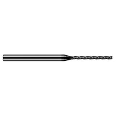 Miniature End Mills - Long Flute - 0.0310″ (1/32″) Cutter Diameter × 0.2500″ (1/4″) Length of Cut Carbide Square End Mill, 3 Flutes, Amorphous Diamond Coated - Exact Industrial Supply