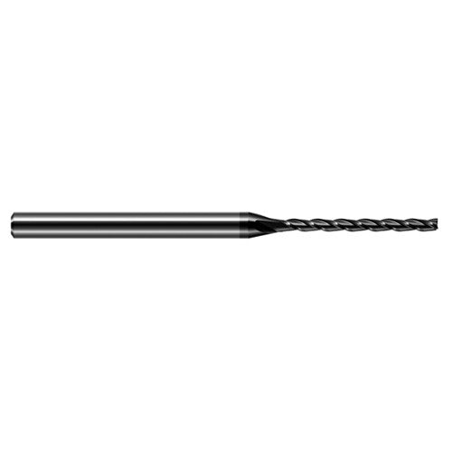 Miniature End Mills - Long Flute - 0.0150″ (1/64″) Cutter Diameter × 0.0780″ (5/64″) Length of Cut Carbide Square End Mill, 3 Flutes, Amorphous Diamond Coated - Exact Industrial Supply
