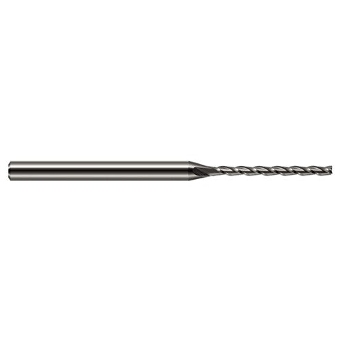 Miniature End Mills - Long Flute - 0.0150″ (1/64″) Cutter Diameter × 0.1250″ (1/8″) Length of Cut Carbide Square End Mill, 3 Flutes - Exact Industrial Supply