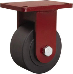 Hamilton - 6" Diam x 3" Wide x 8-1/2" OAH Top Plate Mount Rigid Caster - Nylon, 5,000 Lb Capacity, Sealed Precision Ball Bearing, 5-1/2 x 7-1/2" Plate - Apex Tool & Supply