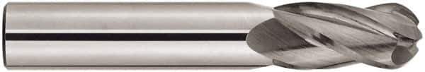 Niagara Cutter - 1" Diam, 4" LOC, 4 Flute Solid Carbide Ball End Mill - TiAlN Finish, Single End, 7" OAL, 1" Shank Diam, Spiral Flute - Apex Tool & Supply