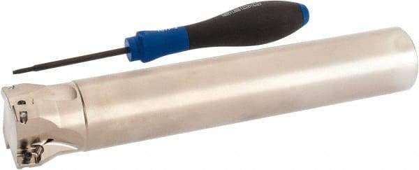 Seco - 1-1/2" Cut Diam, 0.354" Max Depth of Cut, 1-1/4" Shank Diam, 7.677" OAL, Indexable Square Shoulder End Mill - XO.X 10T3.. Inserts, Cylindrical Shank, 90° Lead Angle, Through Coolant, Series Turbo 10 - Apex Tool & Supply