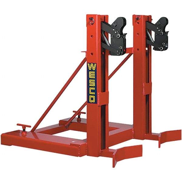Wesco Industrial Products - 1,000 Lb Load Capacity, 16, 30, 55 & 85 Gal Drum Grab - 33-1/4" Wide x 34" High, Steel Wheels - Apex Tool & Supply