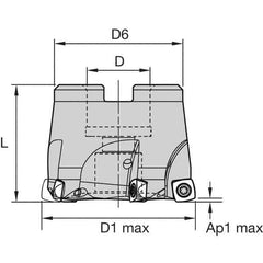 Kennametal - 5 Inserts, 52mm Cutter Diam, 1.5mm Max Depth of Cut, Indexable High-Feed Face Mill - 22mm Arbor Hole Diam, 40mm High, 7792VXD09 Toolholder, XD..090408 Inserts, Series 7792VX - Apex Tool & Supply