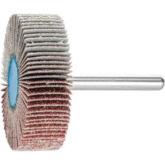 PFERD - 2" Diam x 1/2" Face Width, Aluminum Oxide Coated Mounted Flap Wheel - 1/4" Shank Mount, 60 Grit, 23,000 Max RPM - Apex Tool & Supply