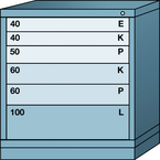 Bench-Standard Cabinet - 6 Drawers - 30 x 28-1/4 x 33-1/4" - Single Drawer Access - Apex Tool & Supply