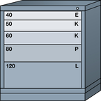 Bench-Standard Cabinet - 5 Drawers 30 x 28-1/4 x 33-1/4" - Single Drawer Access - Apex Tool & Supply