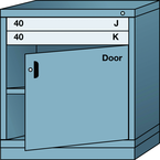 Bench-Standard Cabinet - 2 Drawers - Base Shelf - Adjustable Shelf - Lockable Swing Door - 30 x 28-1/4 x 33-1/4" - Multiple Drawer Access - Apex Tool & Supply