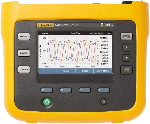 Fluke - 3 Phase, 1 to 500 Amp Capability, Power Meter - Apex Tool & Supply