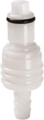 Parker - 1/8" Nominal Flow, 1/4" ID, Hose Barb Valved Inline Coupling Insert - 120 Max psi, -40 to 180°F, Acetal Copolymer/Stainless Steel Coupling, Nitrile O-Ring - Apex Tool & Supply