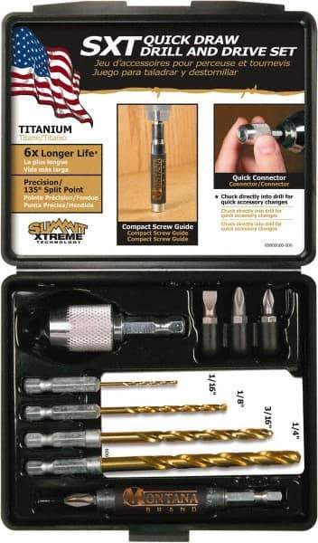 Montana - 10 Piece, Quick Draw Drill & Drive Set - 0.05 to 1/4" Hex, 1/4" Drive - Apex Tool & Supply