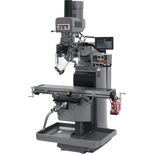 Jet - 10" Table Width x 50" Table Length, Electronic Variable Speed Control, 3 Phase Knee Milling Machine - 3 hp - Apex Tool & Supply