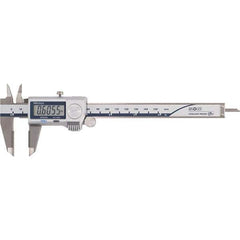 Mitutoyo - 0 to 6" Range 0.01mm Resolution, Electronic Caliper - Steel with 40mm Carbide-Tipped Jaws, 0.001" Accuracy - Apex Tool & Supply