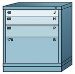 32.25 x 28.25 x 30'' (4 Drawers) - Pre-Engineered Modular Drawer Cabinet Bench Height (88 Compartments) - Apex Tool & Supply