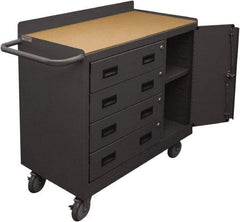 Durham - 1,200 Lb Capacity, 18" Wide x 36" Long x 39-3/4" High Mobile Cart - 1 Door, 4 Drawer, 1 Shelf, Steel, 2 Rigid/2 Swivel Casters - Apex Tool & Supply