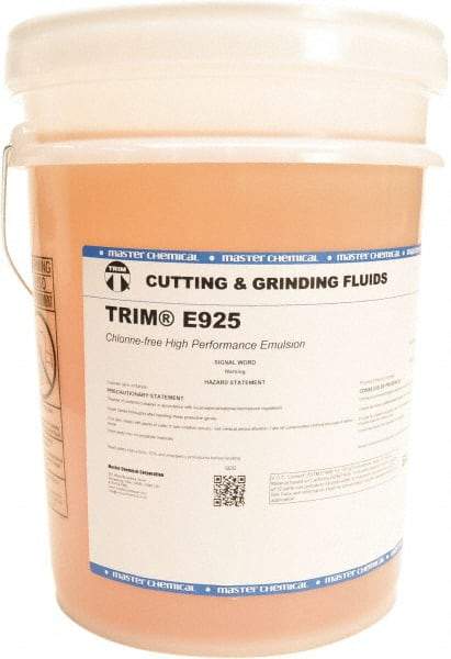 Master Fluid Solutions - Trim E925, 5 Gal Pail Emulsion Fluid - Water Soluble, For Cutting, Drilling, Sawing, Grinding - Apex Tool & Supply