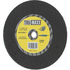 Tru-Maxx - 3" 36 Grit Aluminum Oxide Cutoff Wheel - 1/16" Thick, 1/4" Arbor, Use with Die Grinders - Apex Tool & Supply