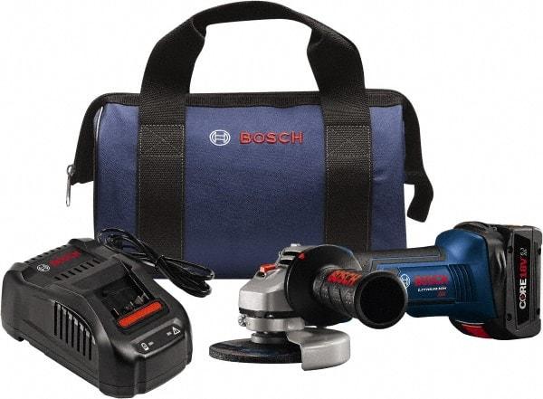 Bosch - 4" Wheel Diam, 10,000 RPM, Corded Angle & Disc Grinder - 5/8-11 Spindle, 18 Volts - Apex Tool & Supply