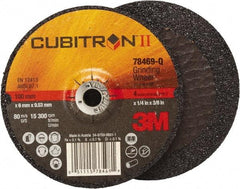 3M - 36 Grit, 4" Wheel Diam, 1/4" Wheel Thickness, 3/8" Arbor Hole, Type 27 Depressed Center Wheel - Coarse Grade, Ceramic, Resinoid Bond, Q Hardness, 15,000 Max RPM, Compatible with Angle Grinder - Apex Tool & Supply