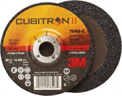3M - 36 Grit, 4" Wheel Diam, 1/4" Wheel Thickness, 5/8" Arbor Hole, Type 27 Depressed Center Wheel - Coarse Grade, Ceramic, Resinoid Bond, Q Hardness, 15,000 Max RPM, Compatible with Angle Grinder - Apex Tool & Supply