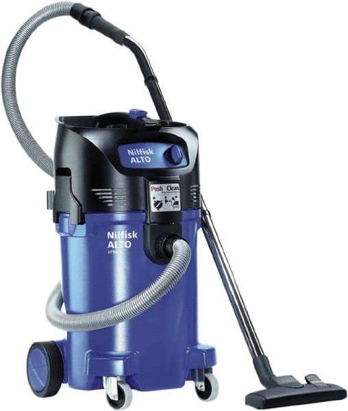 Nilfisk - 12 Gal Plastic Tank, Electric Powered Wet/Dry Vacuum - 1.34 Peak hp, 120 Volt, 8.3 Amps, 10' Hose Fitting, General Purpose Filter, Accessories Included - Apex Tool & Supply
