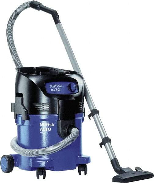 Nilfisk - 8 Gal Plastic Tank, Electric Powered Wet/Dry Vacuum - 1.34 Peak hp, 120 Volt, 8.3 Amps, 10' Hose Fitting, General Purpose Filter, Accessories Included - Apex Tool & Supply