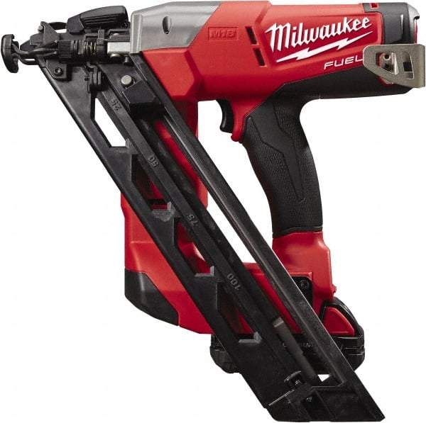 Milwaukee Tool - Cordless Finish Nailer Kit - 15 Gauge Nail Diam, 1-1/4 to 2-1/2" Long Nail, Lithium-Ion Batteries Included - Apex Tool & Supply