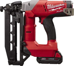 Milwaukee Tool - Cordless Finish Nailer Kit - 16 Gauge Nail Diam, 3/4 to 2-1/2" Long Nail, Lithium-Ion Batteries Included - Apex Tool & Supply