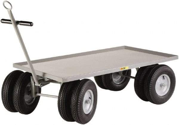 Little Giant - 3,000 Lb Capacity Steel 8 Wheeler Wagon Truck - Steel Deck, 36" OAW, 72" Platform Length x 18-1/4" Platform Height, Pneumatic Casters - Apex Tool & Supply