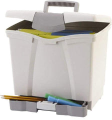 Storex - 1 Compartment, 14" Wide x 14-1/2" High x 11-1/4" Deep, File Storage Boxes - Plastic, Black - Apex Tool & Supply