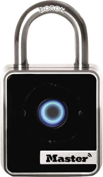 Master Lock - 7/8" Shackle Clearance, Blue Tooth Padlock - 9/32" Shackle Diam, Die Cast Body with Boron-Carbide Shackle - Apex Tool & Supply