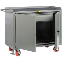Little Giant - 3,600 Lb Capacity, 1 Drawer, 2 Door Mobile Service Bench - 41" Wide x 24" Deep x 43" High, Steel, Gray - Apex Tool & Supply