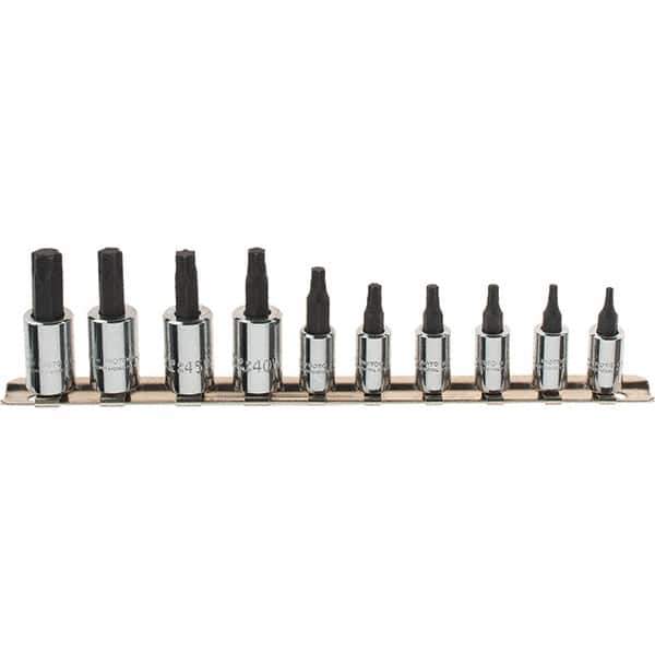 Proto - 10 Piece 1/4 & 3/8" Drive Torx Bit Socket Set - T10 to T55 Torx, Comes in Rail - Apex Tool & Supply