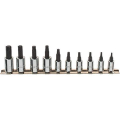Proto - 10 Piece 1/4 & 3/8" Drive Torx Bit Socket Set - T10 to T55 Torx, Comes in Rail - Apex Tool & Supply