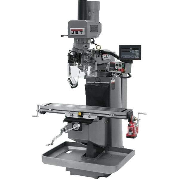 Jet - 9" Table Width x 49" Table Length, Electronic Variable Speed Control, 3 Phase Knee Milling Machine - 3 hp - Apex Tool & Supply